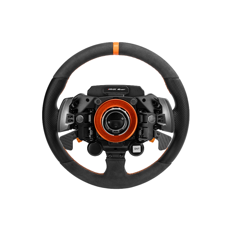 Simagic Zeus Sport rear view showing CNC aluminium back cover and modular paddle module