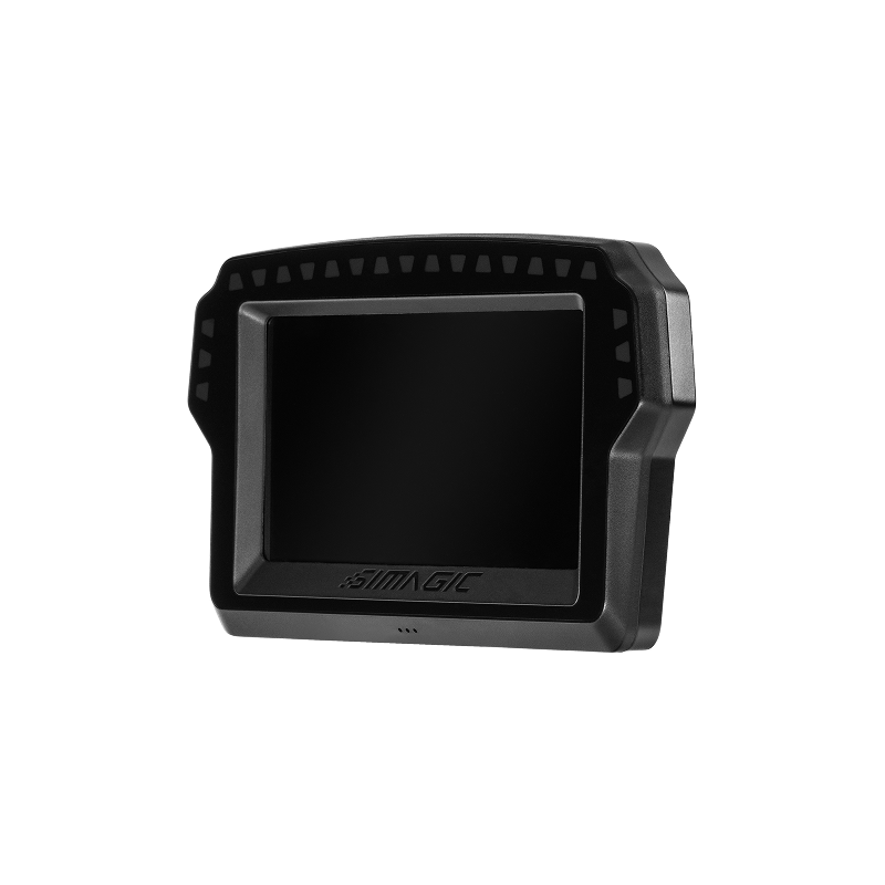 Simagic MagicDash 4 telemetry display, angled view, screen off