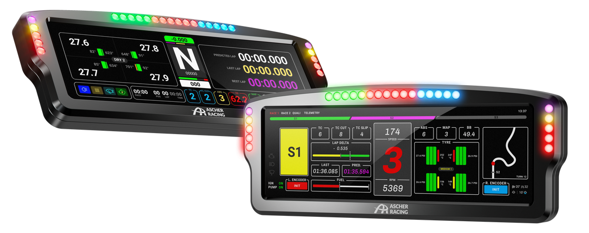 Ascher-Racing 8" Dashboard paired with Ascher steering wheel