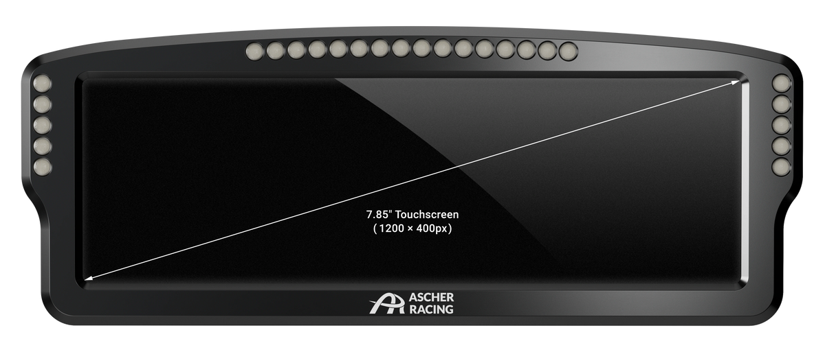 Ascher-Racing 8" Dashboard screen diagonal dimensions