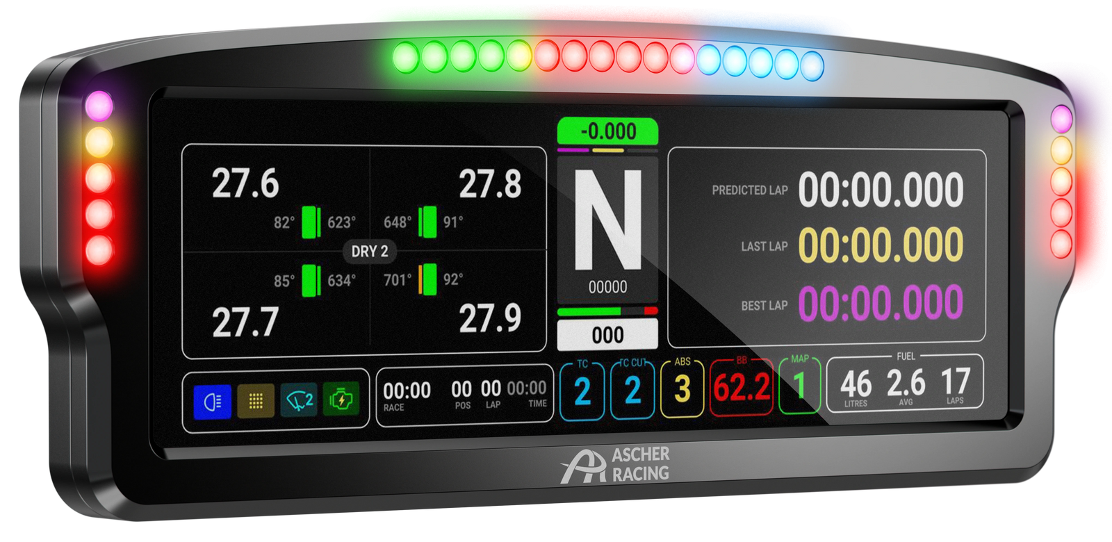 Ascher-Racing 8" Dashboard with LSR active